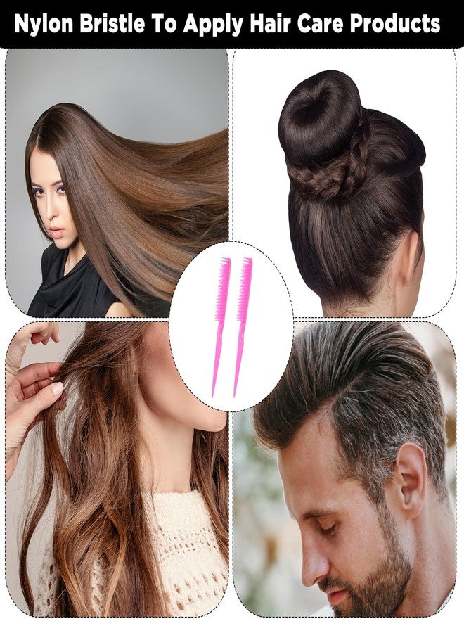 Qulkws 3 Row Hair Comb Set Rat Tail Styling Comb Curly Hair Styling Brush Rose Pink Unbraider Combs for Women Men Detangling Styling(2PCS) - Image 4